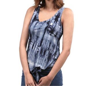 Simply Southern Blue Tie Dye Sleeveless Tank Top Front Tie Women’s Small